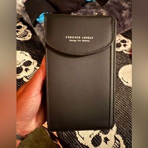 NWT Black Wallet with Crossbody Strap